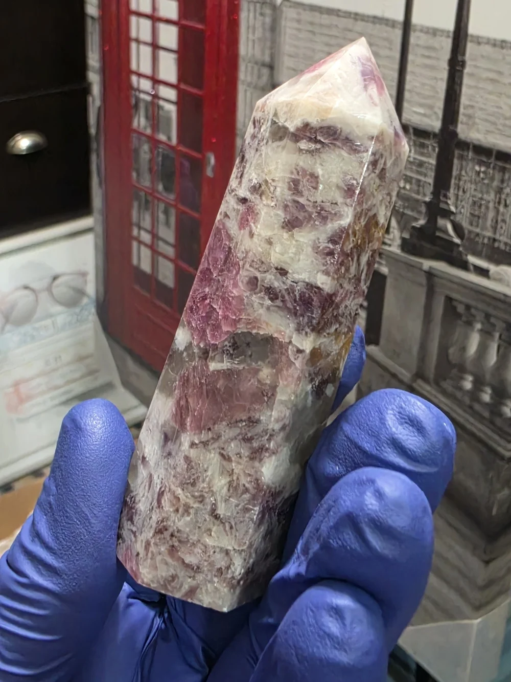 Pink tourmaline tower, also known as a Rubellite tower